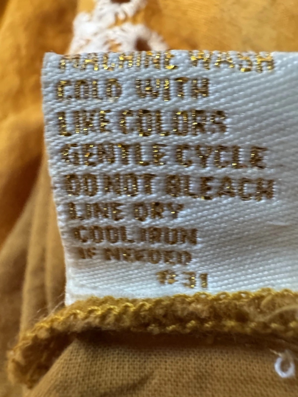 Rebellion Again Mustard Embroidered Eyelet Western Boho Peasant Blouse Medium C2 - Picture 9 of 10